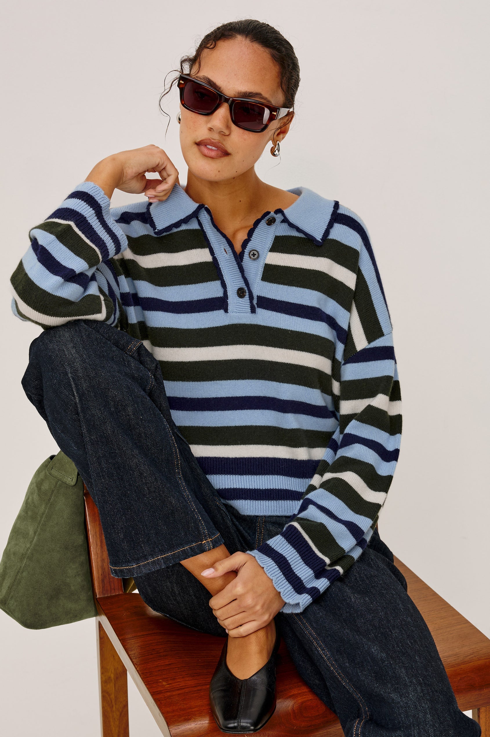 Rails Delora Sweater - Sky Forest Stripe