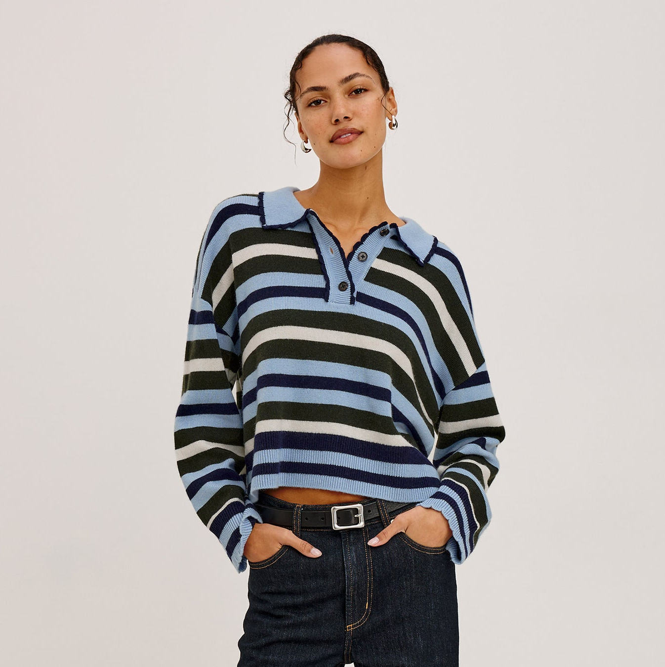 Delora Sweater - Sky Forest Stripe