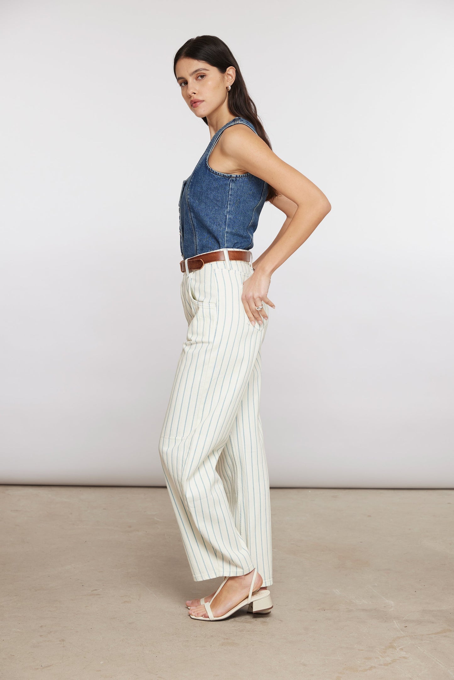 Nina High Waisted Jeans - Faded Stripe