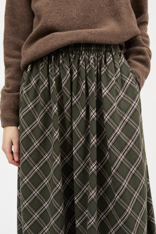 Dagny Skirt - Green / White Check