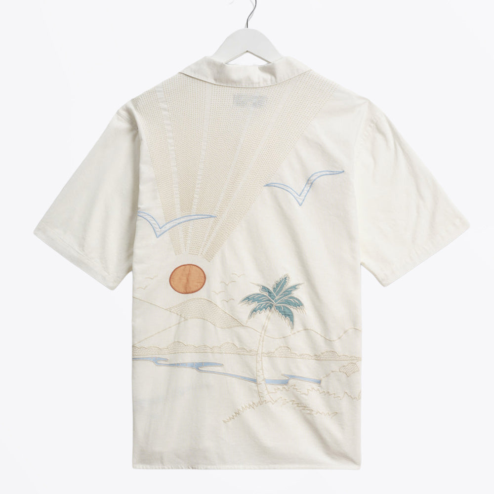 Wax Didcot Embroidered Short-Sleeve Shirt - Ecru