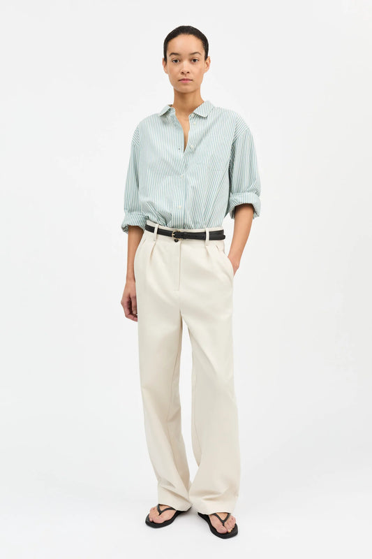 Edgar Shirt - White/Aqua Stripe