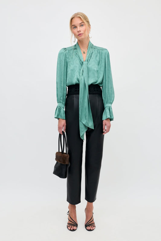 Evanora Floral Trail Jacquard Top - Sage Green