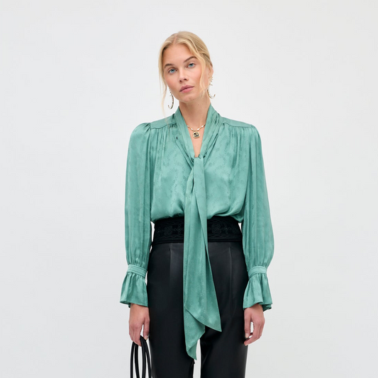 Evanora Floral Trail Jacquard Top - Sage Green