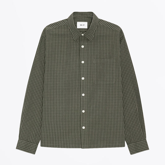 Deon Checkered Organic Cotton Shirt - Green Check