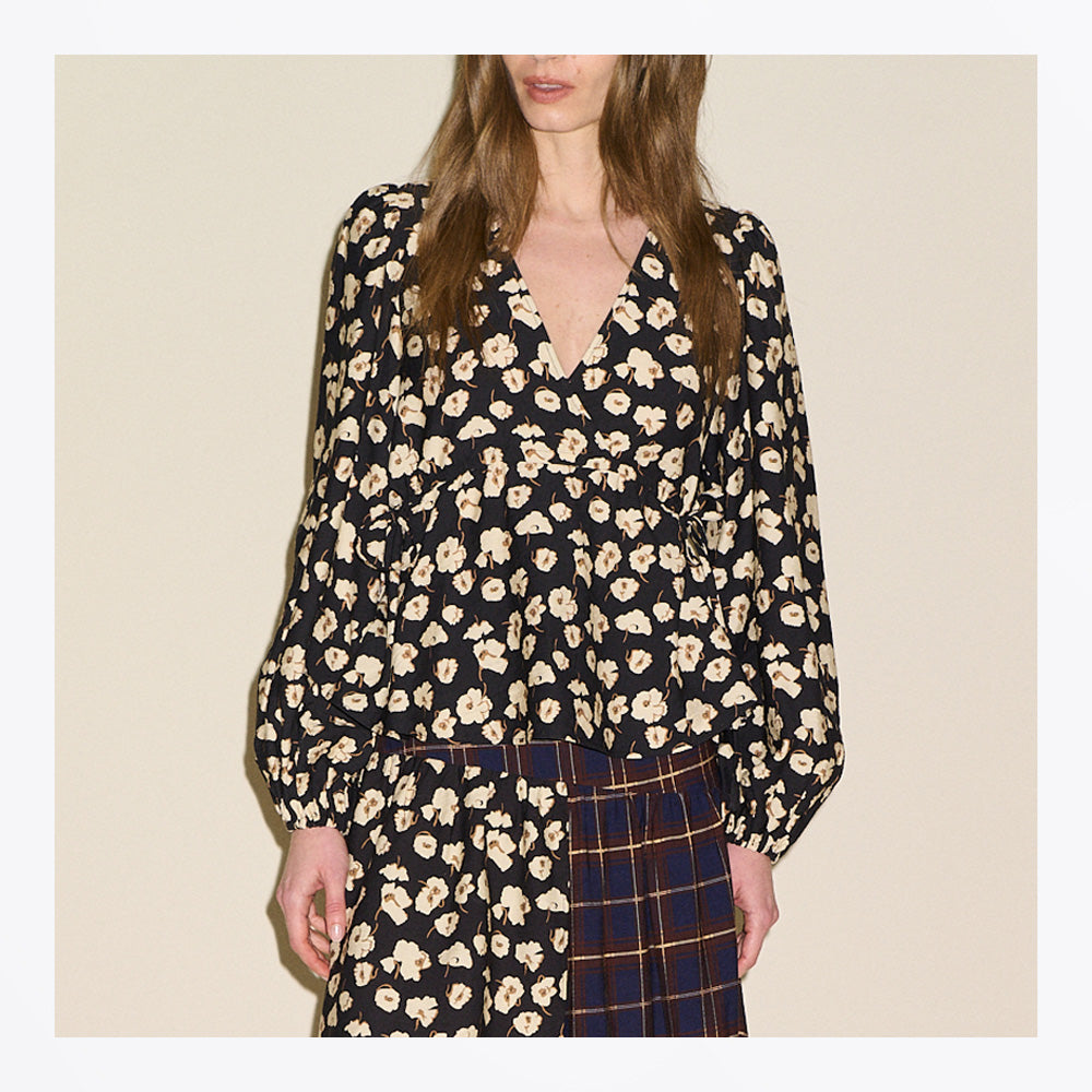 SAMDI Bella Blouse - Brown Floral