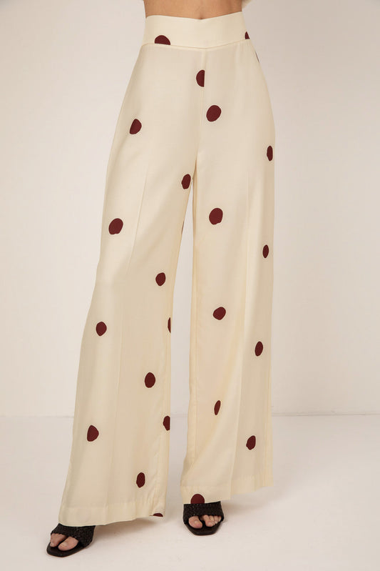 Suzanna Spot Trouser - Ecru Spot