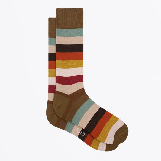 Cotton-Blend Craft Stripe Socks - Multi Coloured