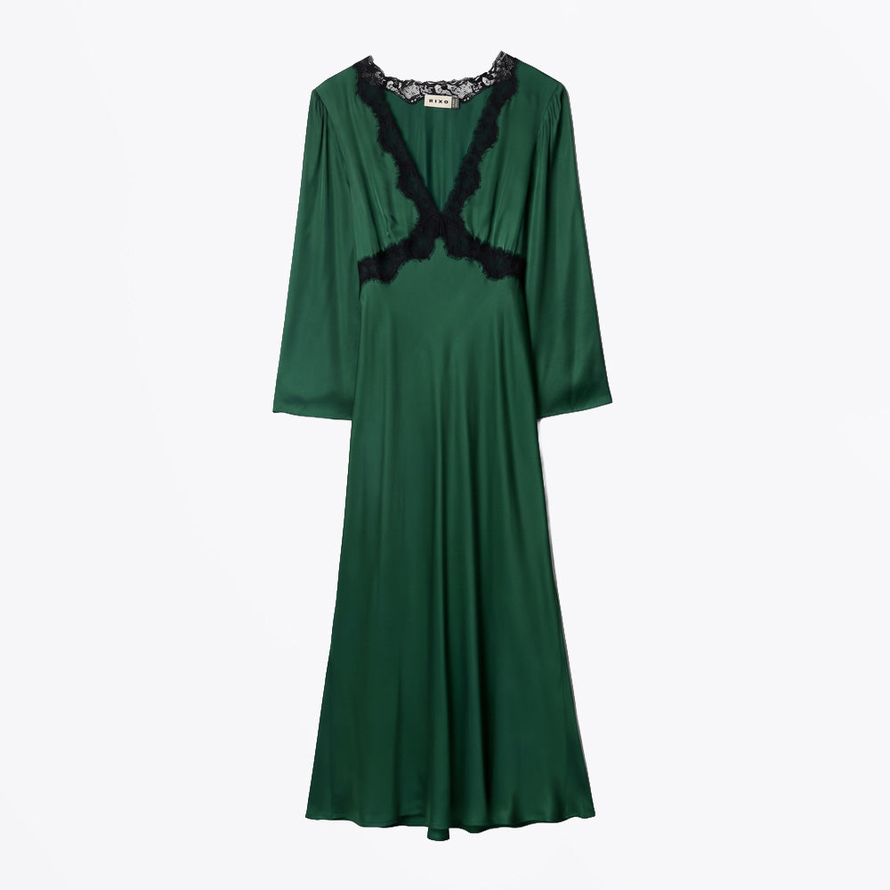 Rixo Debra Dress - Forest Green