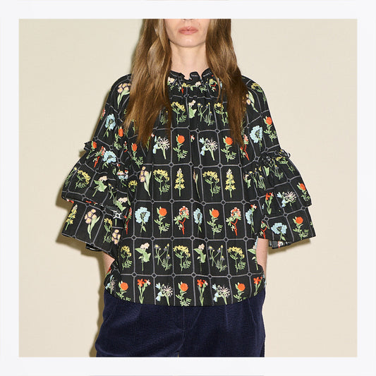 Blythe Top - Black Multi Print