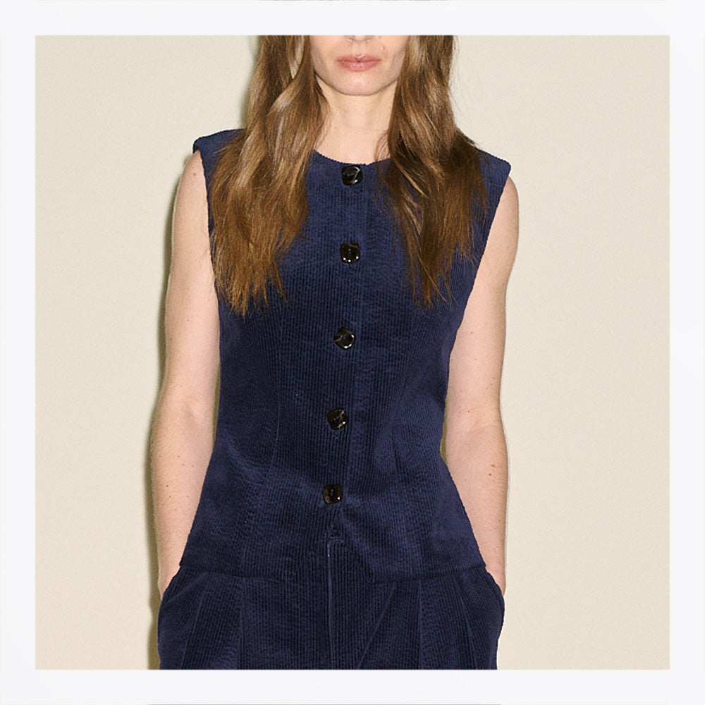 SAMDI Winona Cord Waistcoat - Navy
