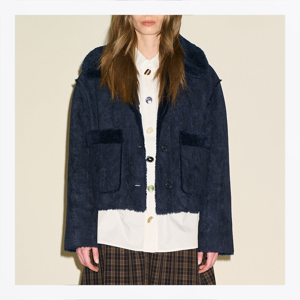 SAMDI Johanna Shearling Jacket - Navy
