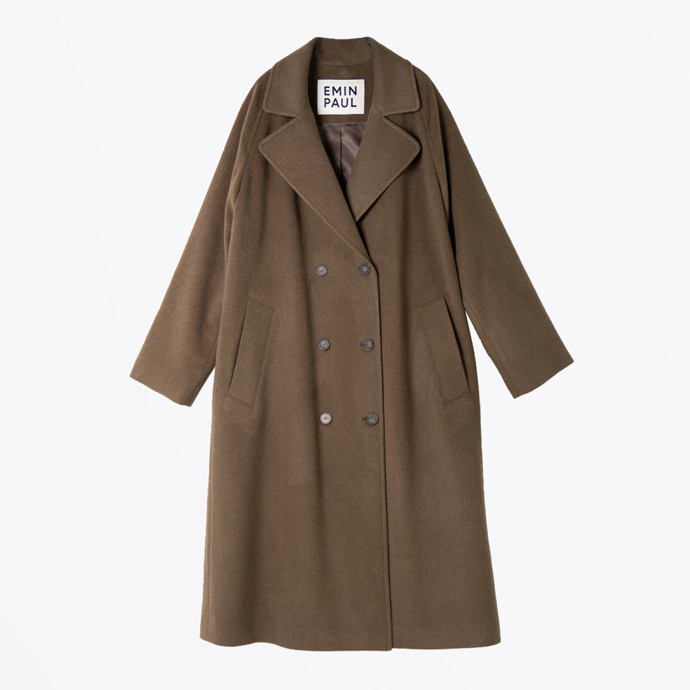 Relax Fit Double Wool Coat - Khaki