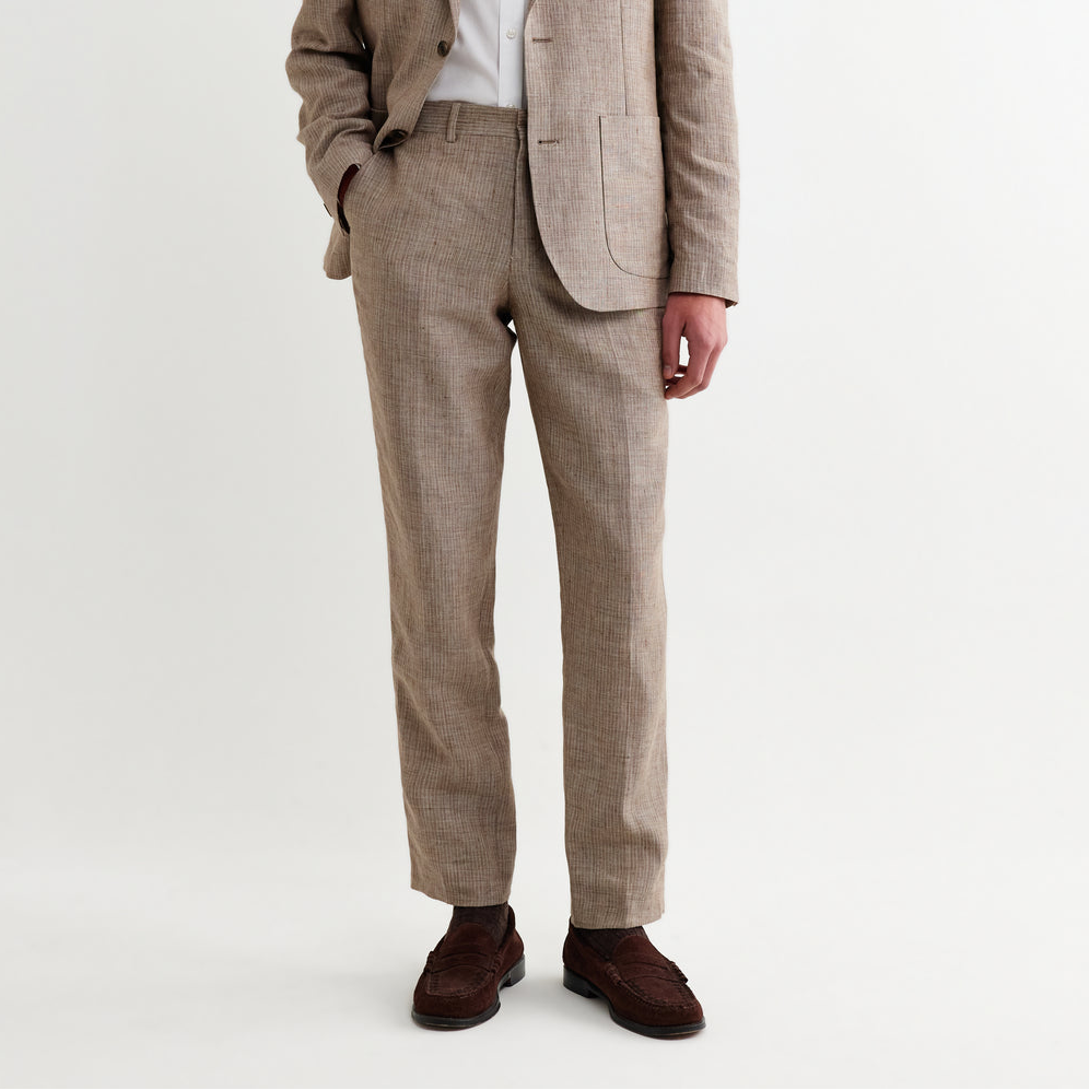 Alp Trouser Linen Stripe - Natural Brown