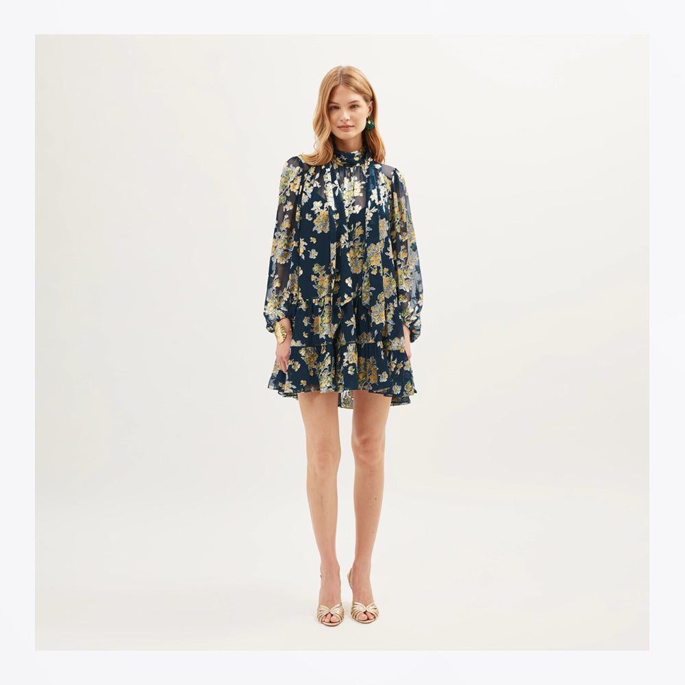 Rixo - Anaya Dress - Bouquet Devore Navy – MR & MRS STITCH.COM