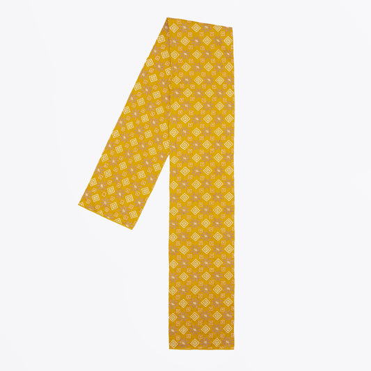 Embroidery Cotton Satin Scarf - Mustard