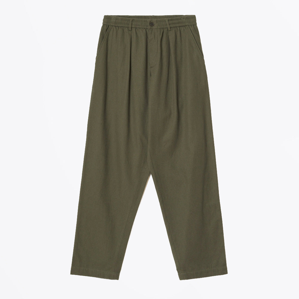 Universal Brushed Moleskin Pleated Track Pant - Olive