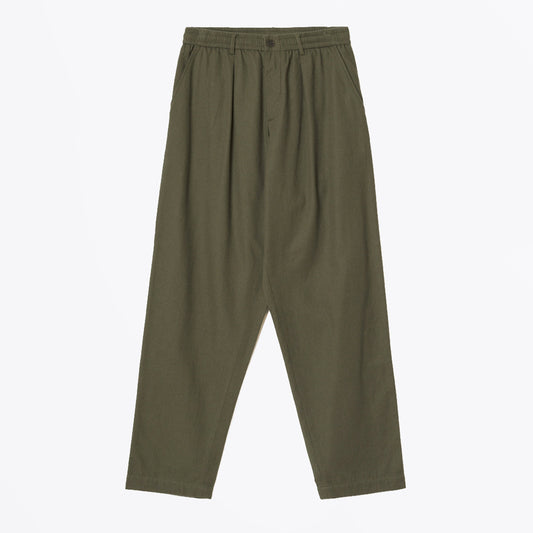 Brushed Moleskin Pleated Track Pant - Olive