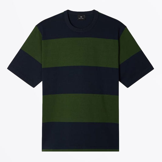 Striped Oversized T-Shirt - Bottle Green