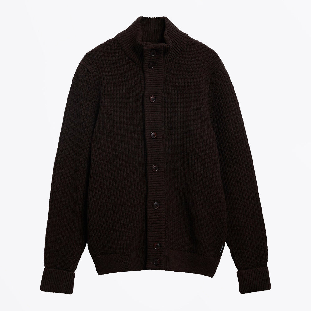 Barbour Mordale Knitted Button Through - Dark Brown