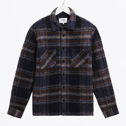 Whiting Overshirt Wool Blend Check - Navy
