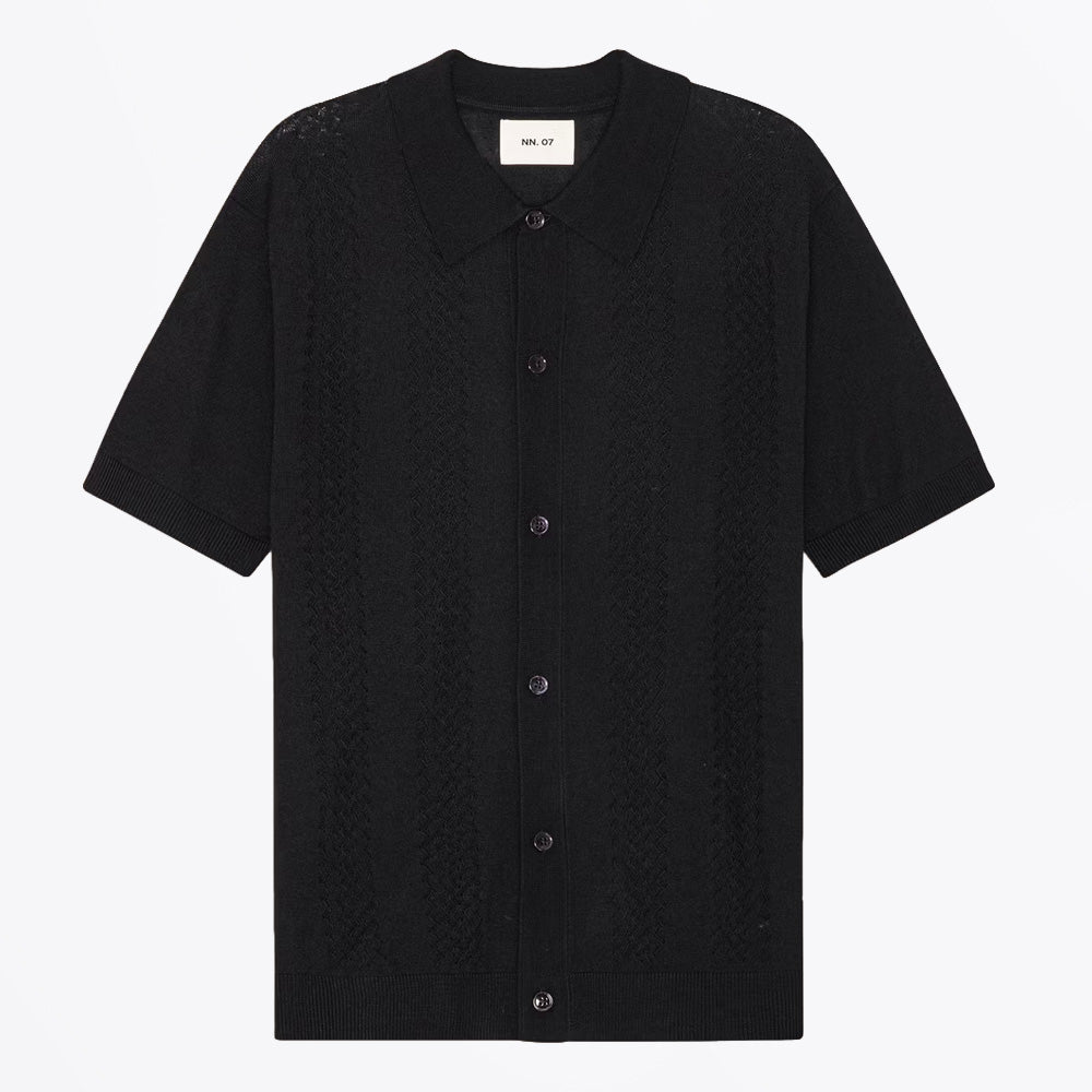 NN07 Thor Textured Short Sleeve Cardigan - Deep Navy