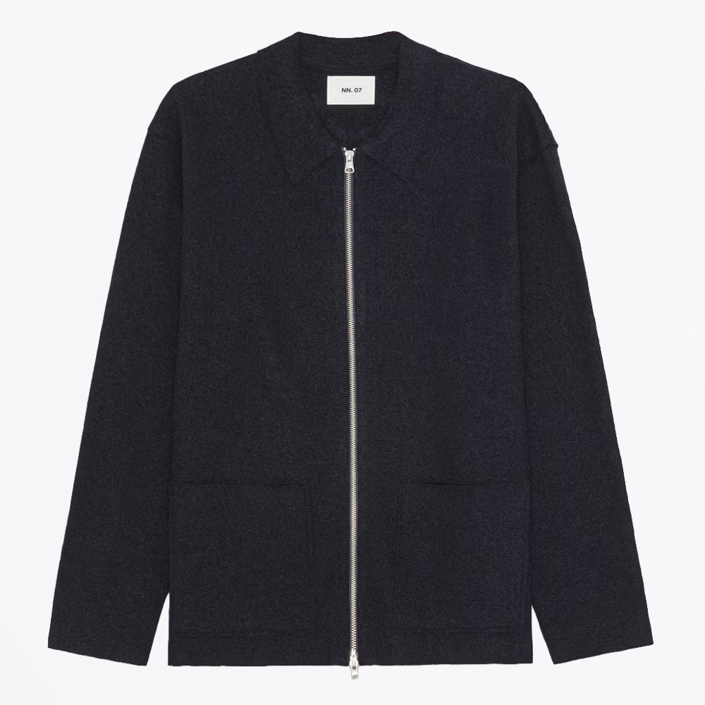 NN07 Jonas Full Zip Boiled Merino Wool Hybrid - Navy Blue