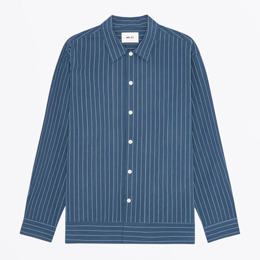 Reed Relaxed Fit Overshirt - Blue Stripe