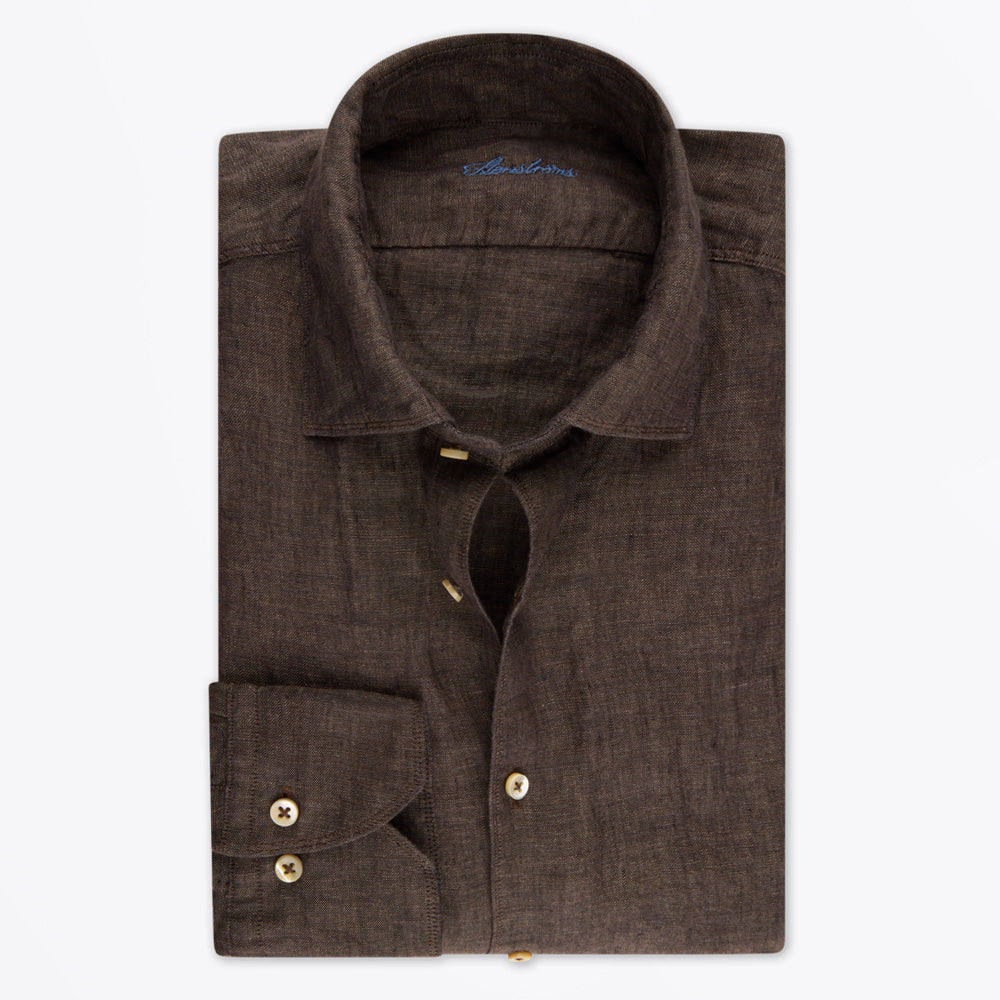 Stenstroms Regular Linen Shirt - Dark Brown