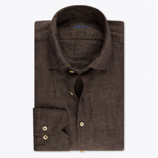 Regular Linen Shirt - Dark Brown