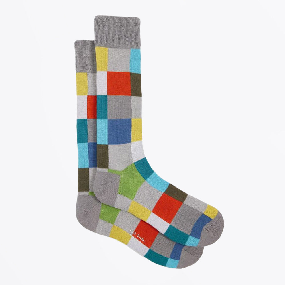 Paul Norwich Check Socks - Grey