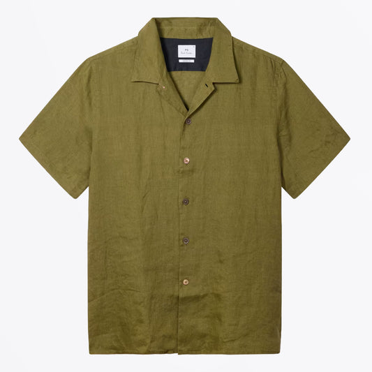 Casual-Fit Piece-Dyed Linen Shirt - Khaki