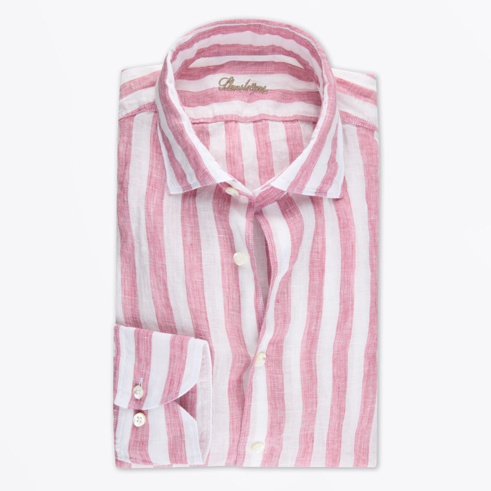 Stenstroms Regular Linen Shirt - Red Stripe