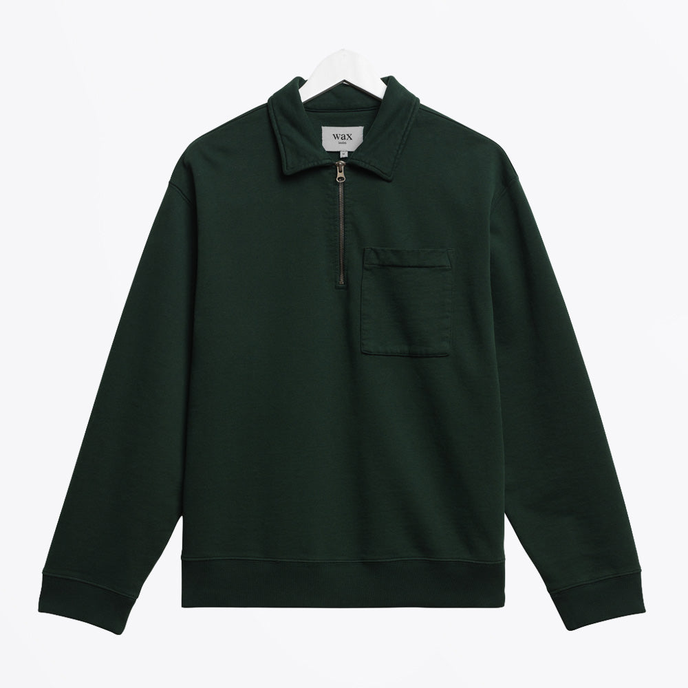 Wax Reeve Quarter Zip Sweatshirt - Washed Green
