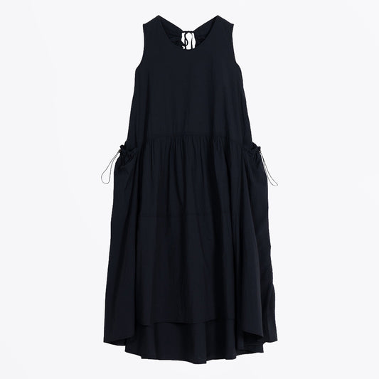 Drawstring Volume Dress - Navy
