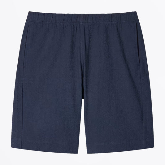 Stretch-Cotton Seersucker Shorts - Navy