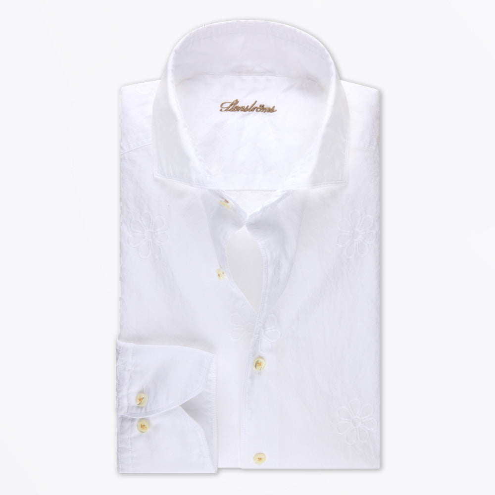 Stenstroms Regular Cotton Shirt - White Pattern