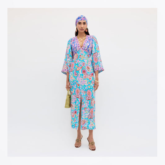 Dahlia Dress - Cara Mix Blue