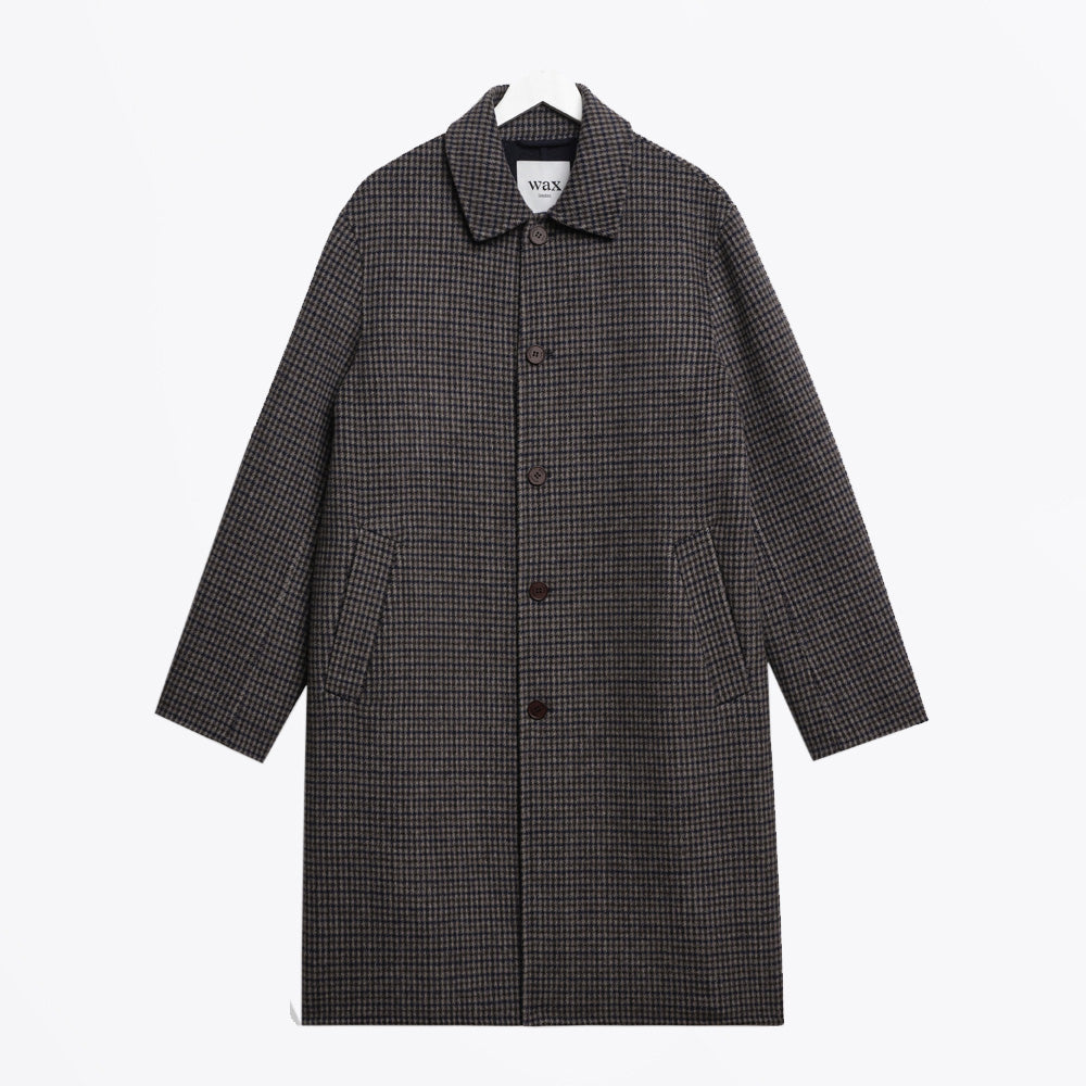 Wax Stan Coat Double Face Check - Navy / Brown
