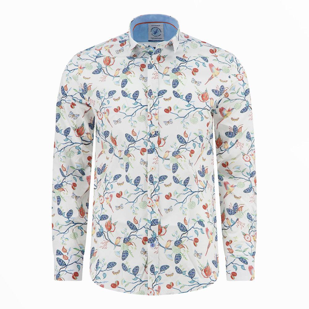 A Birdy Blooms Shirt - Blue