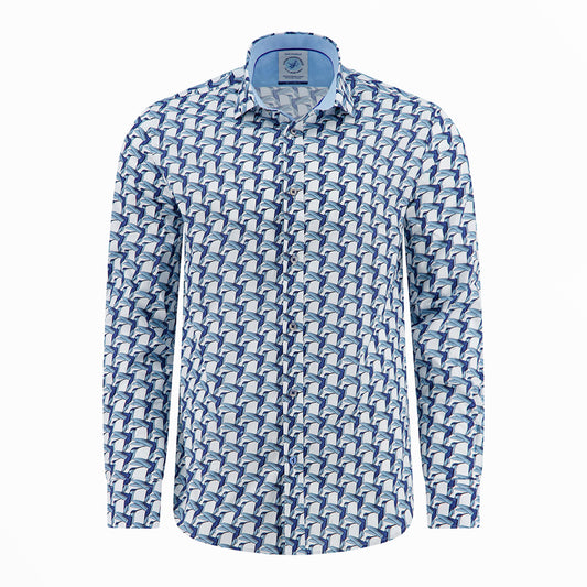 Geometric Birds Shirt - Blue