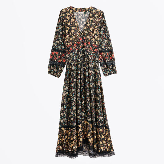 Raven Midi Dress - Eva Floral Mix Black