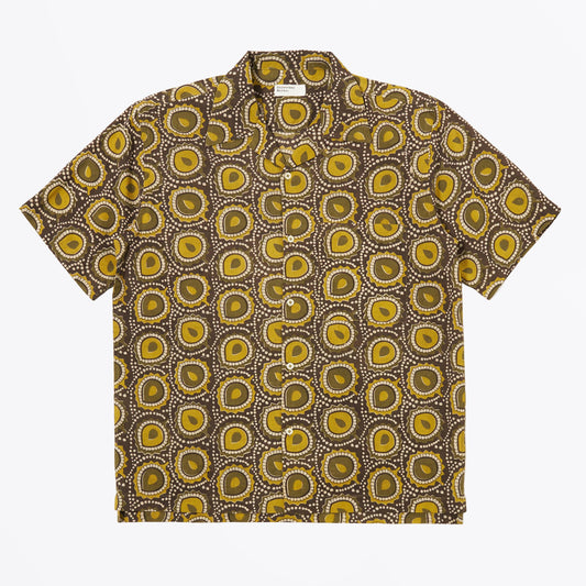 Cape Block Print Camp Shirt - Olive