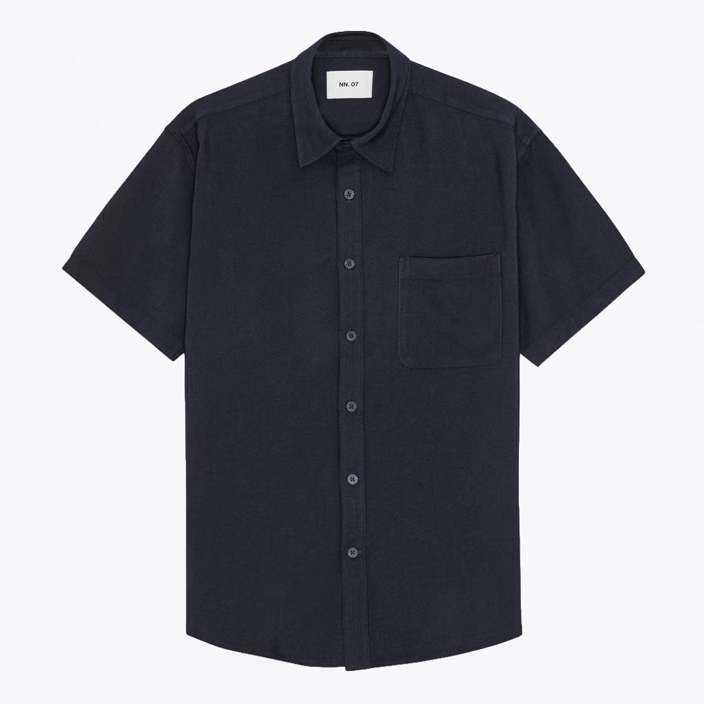 NN07 Deon Drapey Viscose Blend Shirt - Navy Blue
