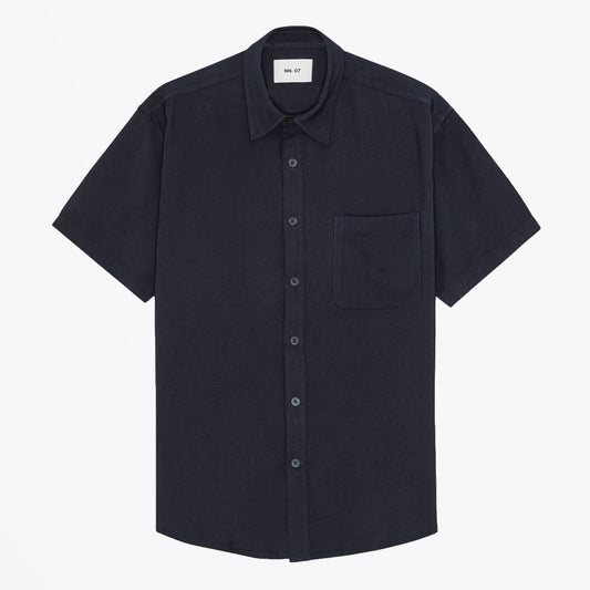 Deon Drapey Viscose Blend Shirt - Navy Blue