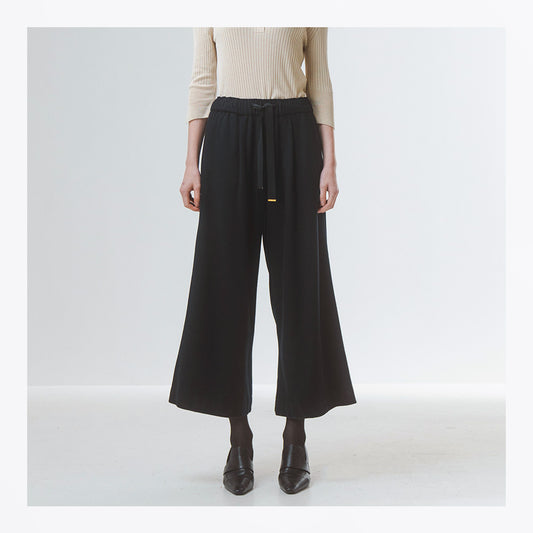 Drawstring Waist Trousers - Black