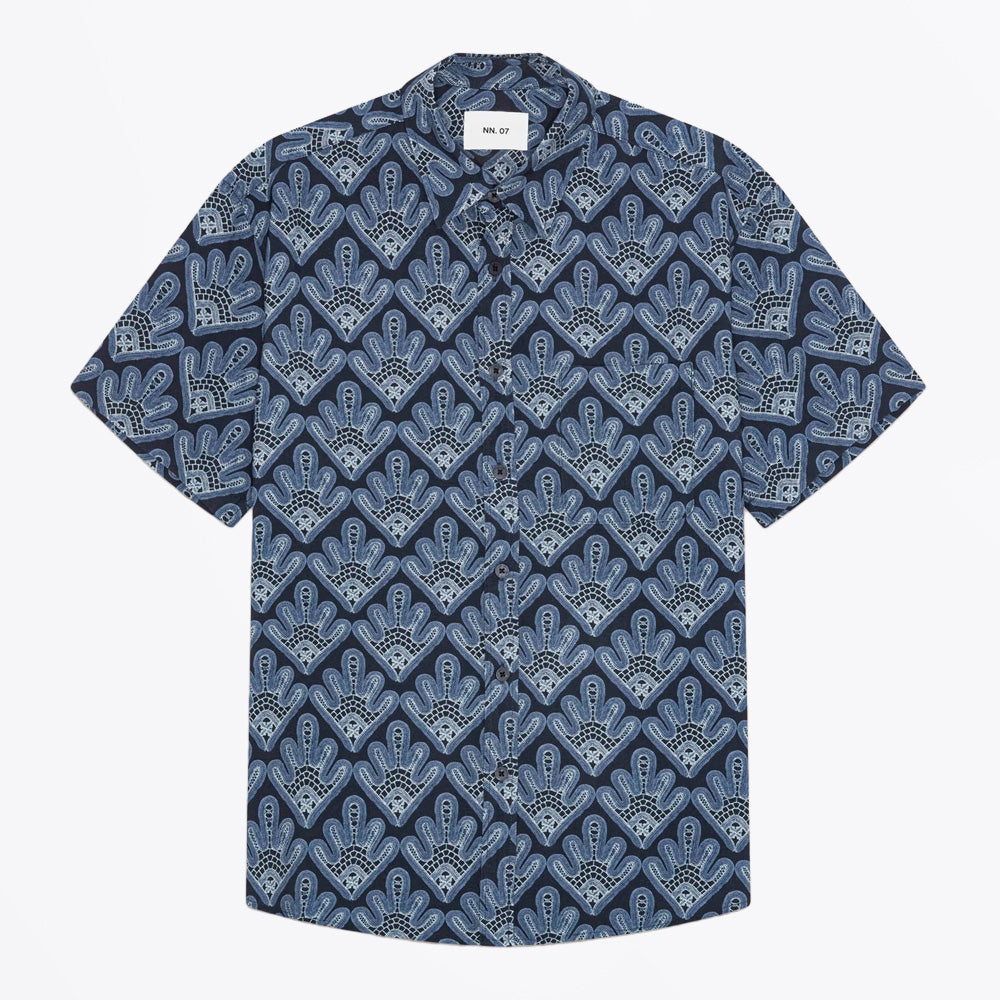 NN07 Deon All-Over Print SS Shirt - Navy Blue