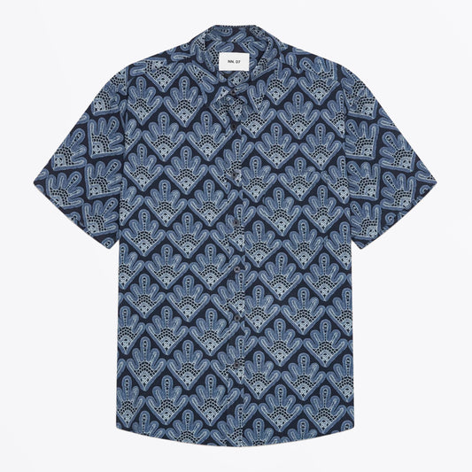 Deon All-Over Print SS Shirt - Navy Blue