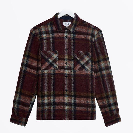Whiting Overshirt Lex Wool Blend Check - Burgundy / Multi