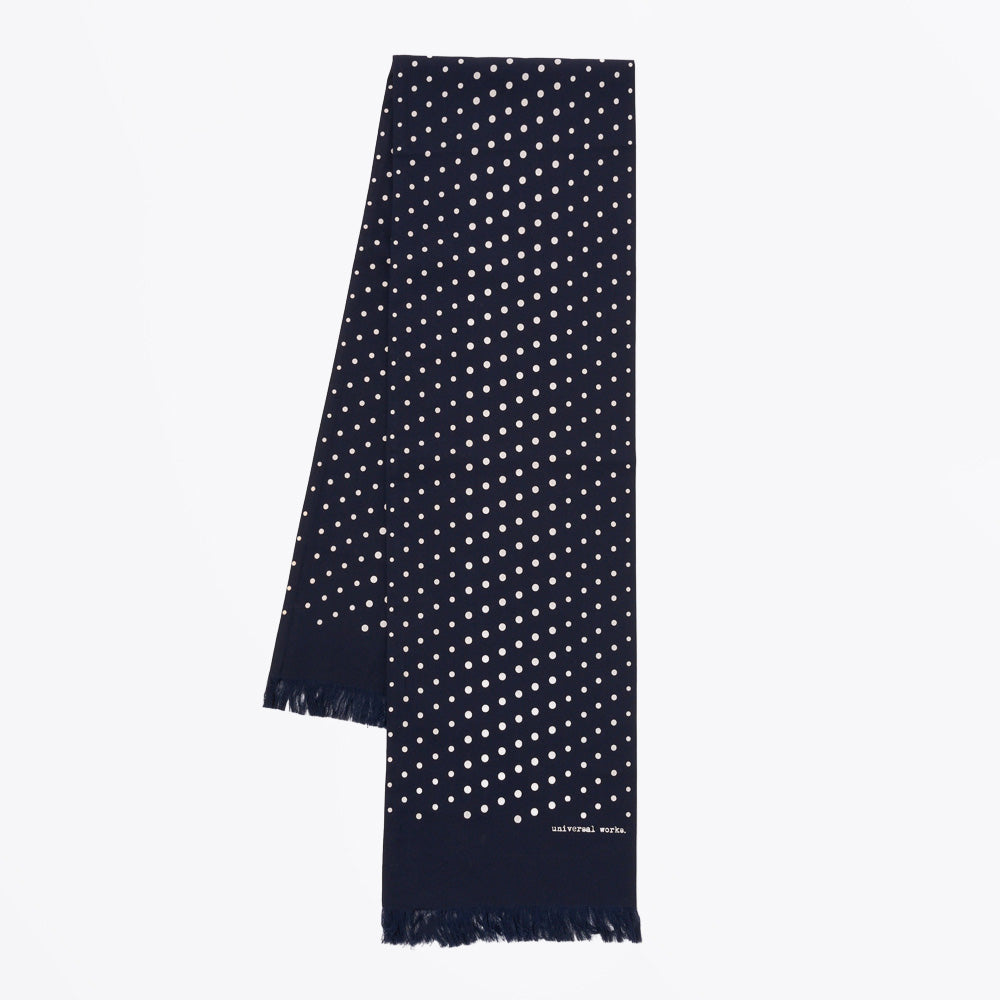 Universal Dot Print Short Scarf - Navy